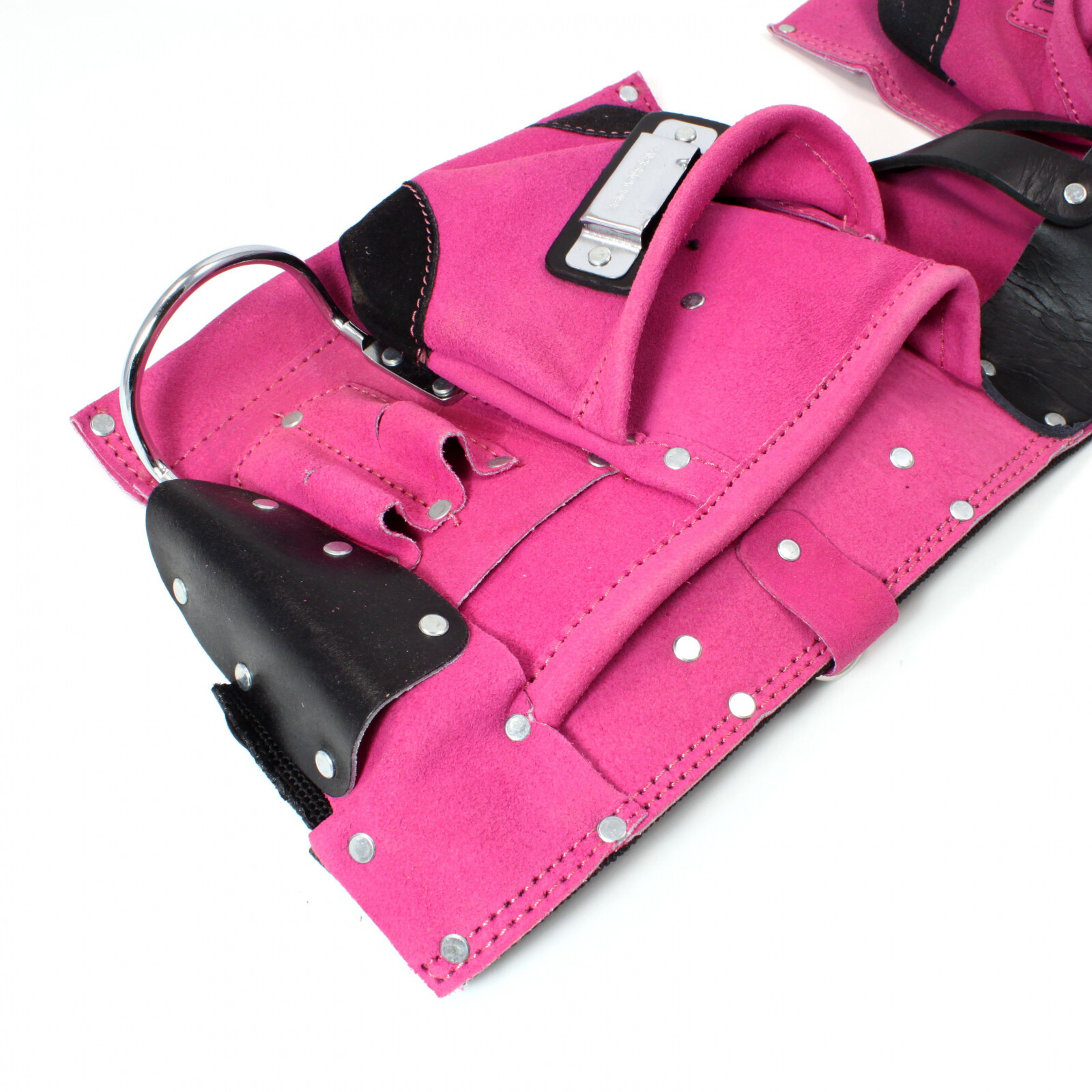 9 Pocket Tool Belt Pouch Heavy Duty Pink Suede Leather Fits Hammer And Nails