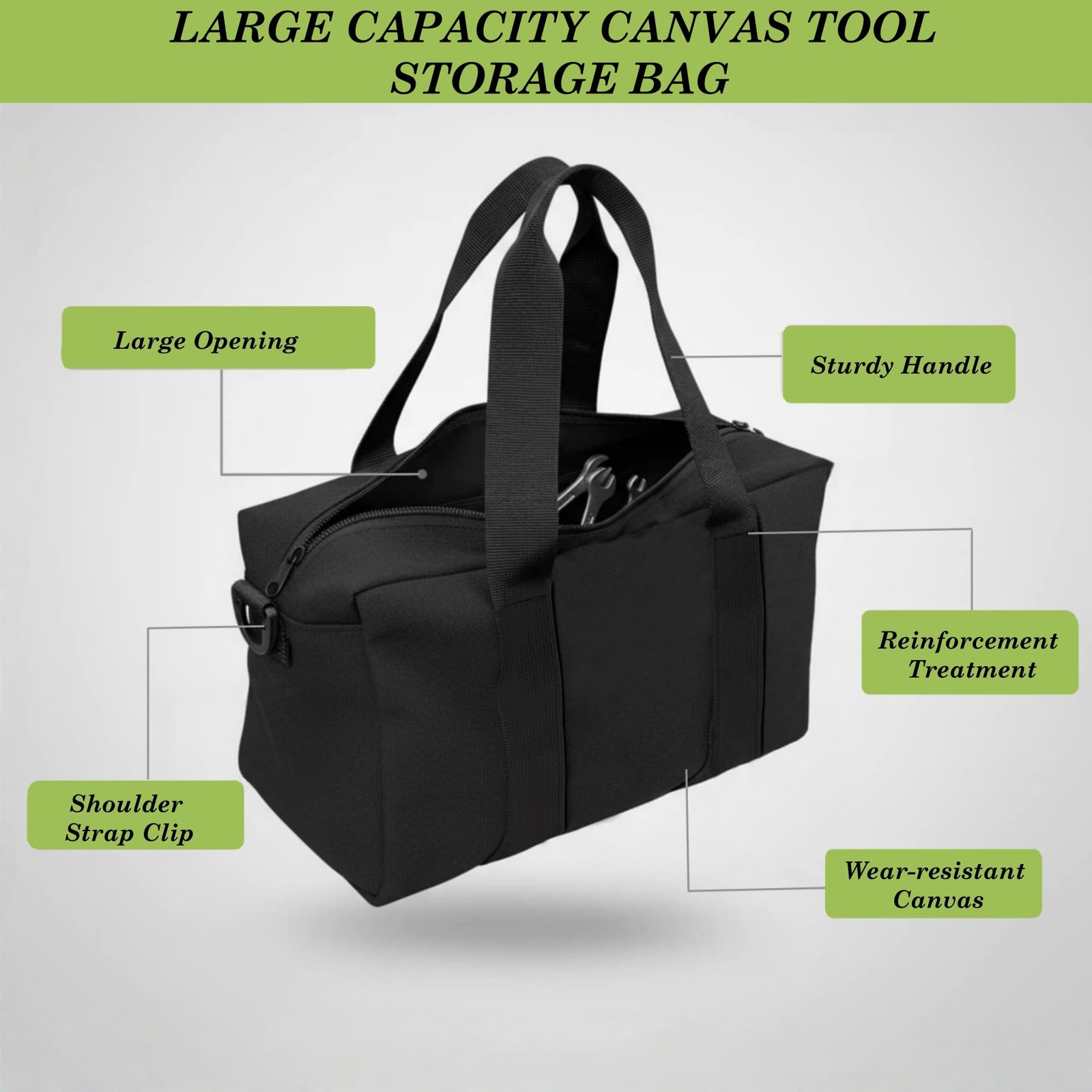 Canvas Wide Mouth Tool Bag, Large Capacity Tool Bags for Men, Portable Home T…