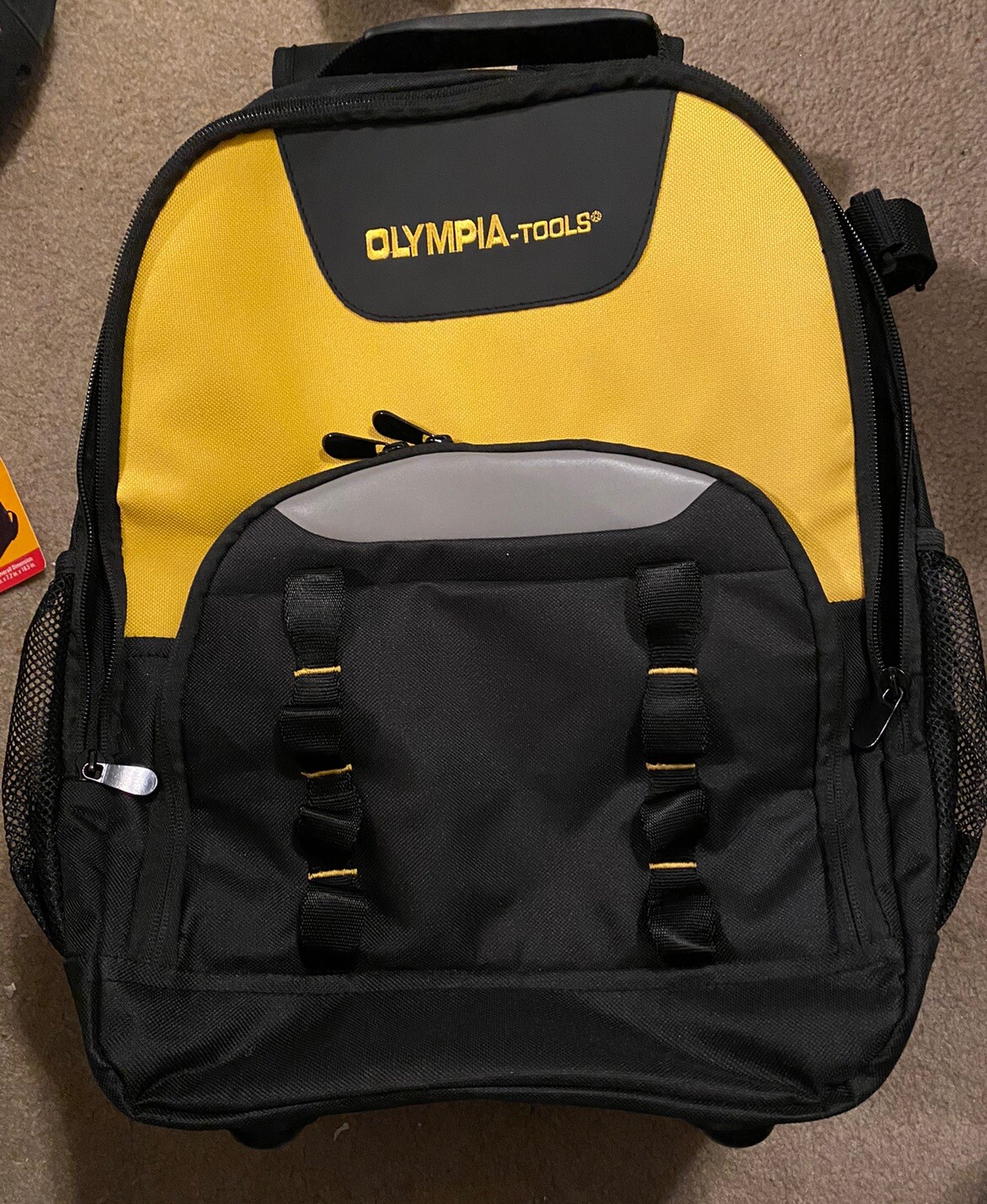 Olympia Tools Tool Backpack Water Resistant Black & Yellow NWT