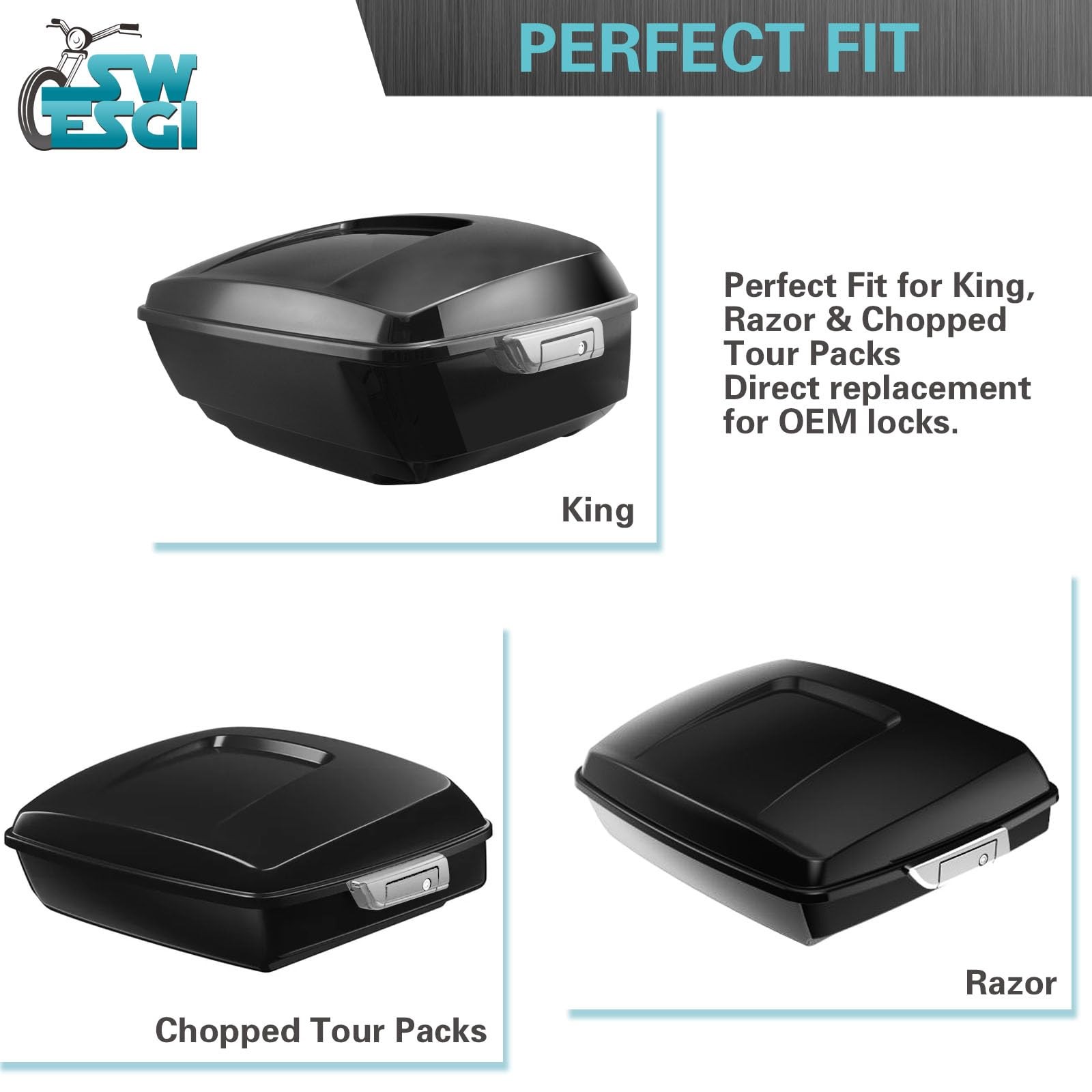 SWESGI Harley Tour Pack Latches Tour Pak Pack Trunk Lid Latch with Keys Fit for
