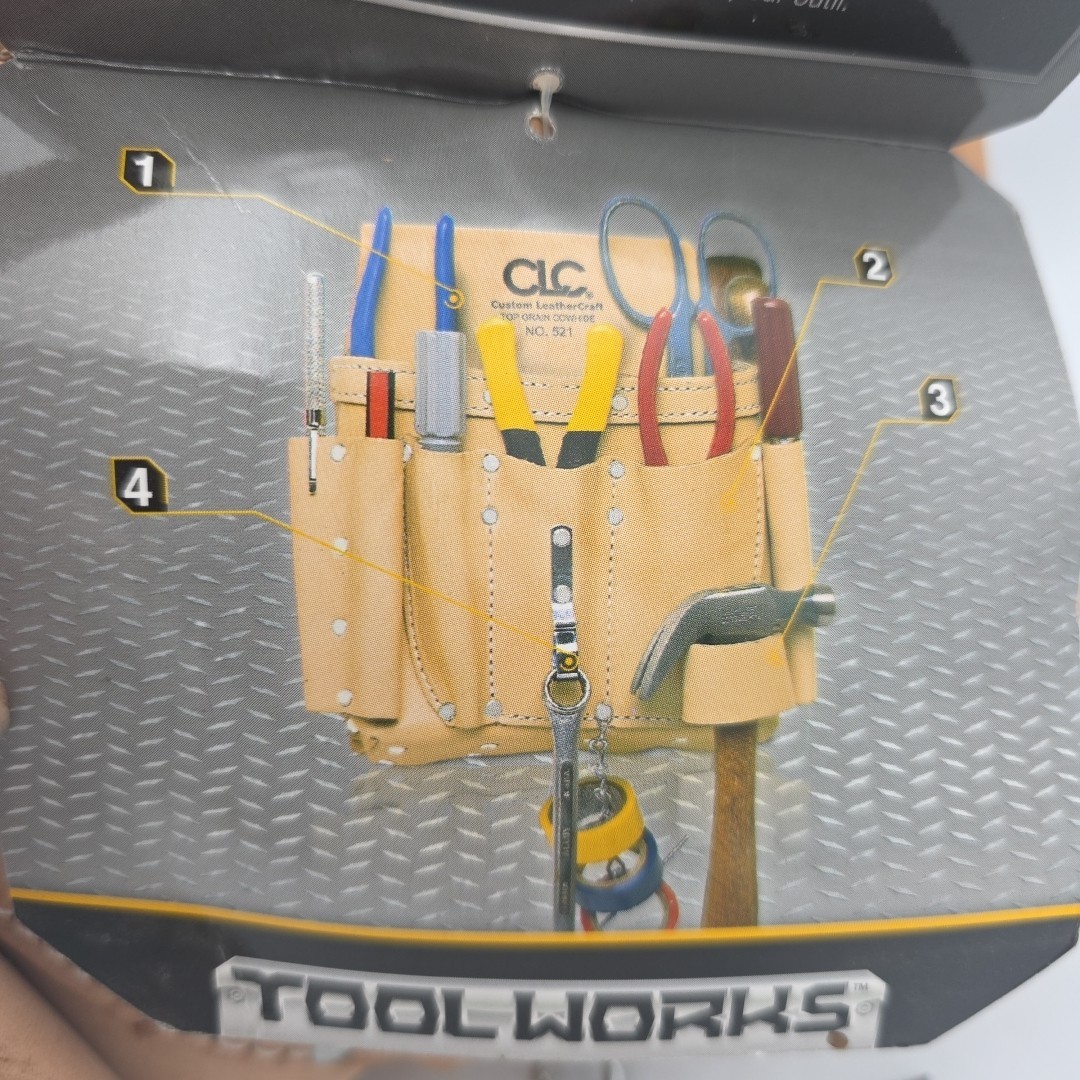 Clc Work Gear 521 Tool Pouch, Tool Pouch, Tan, Leather, 8 Pockets