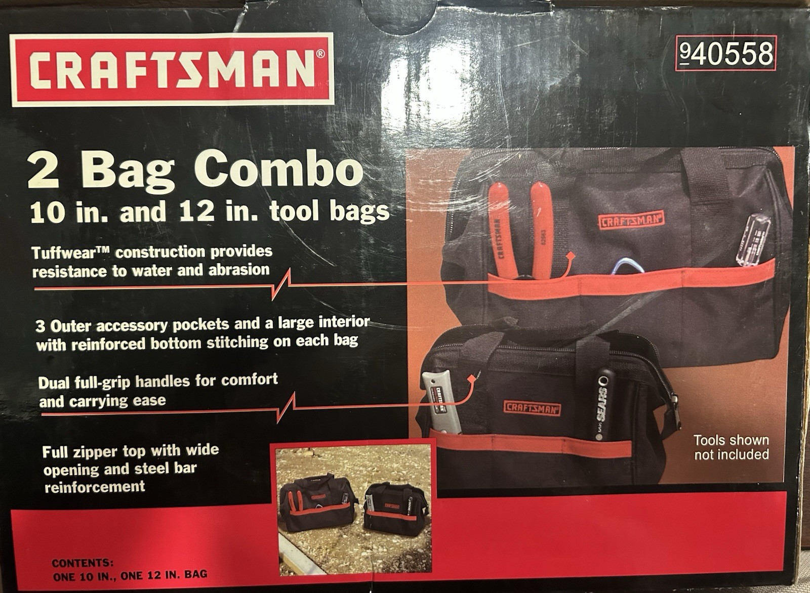 CRAFTSMAN 10 INCH & 12 INCH TOOL BAG COMBO SET, #40558, NEW IN BOX