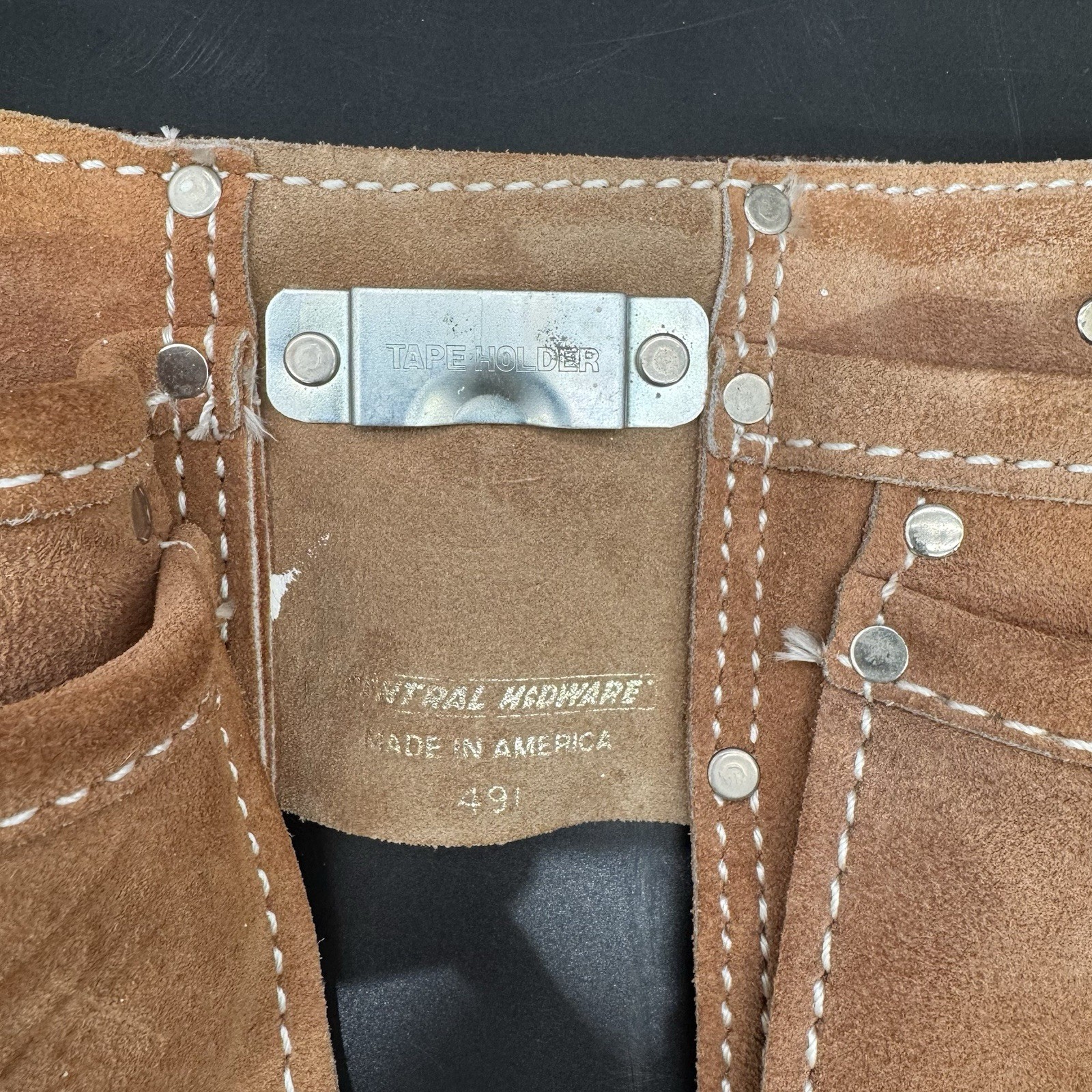 Multi Pocket Leather Tool Belt Locking Adjustable Waist Belt Central Hardware