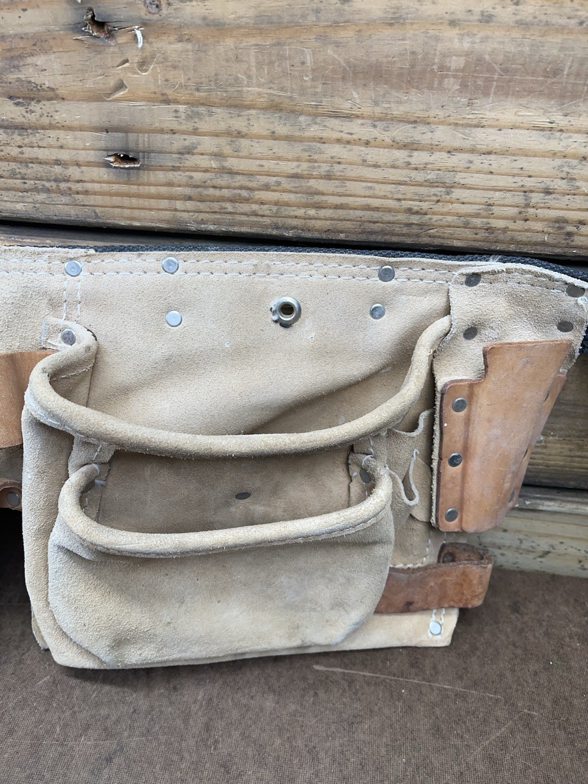 Popular Mechanics Leather Tool Belt Tan Light Brown Adjustable Pockets Loops