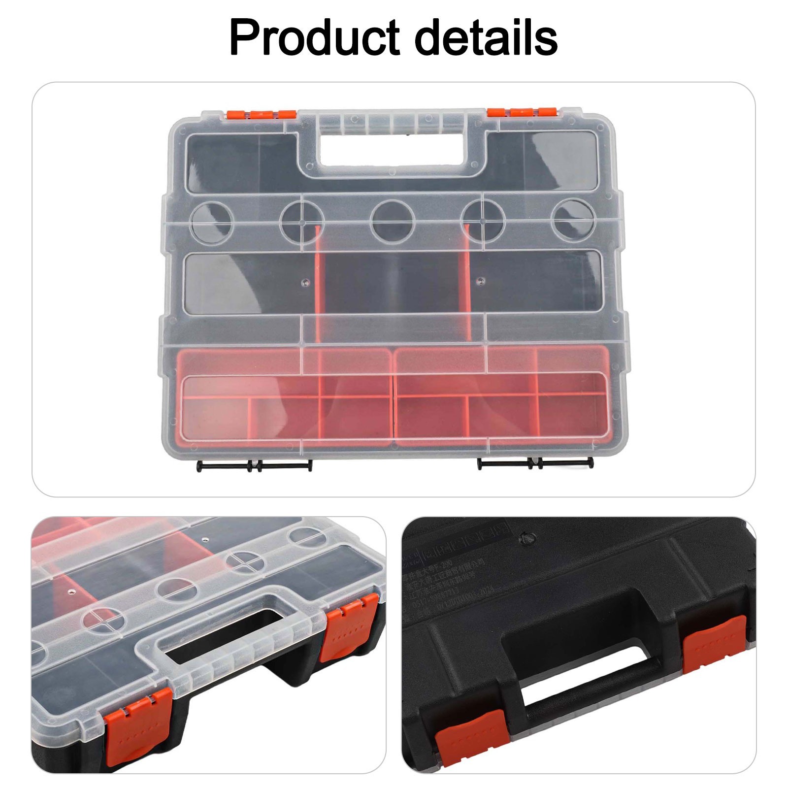 Sturdy Plastic Toolbox with Adjustable Compartments for Hardware and Parts