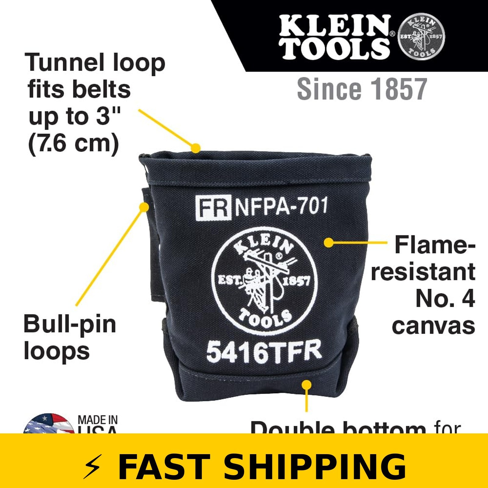 Klein Tools 5416TFR Flame Resistant Canvas Tool Bag, 5x10x9-Inch