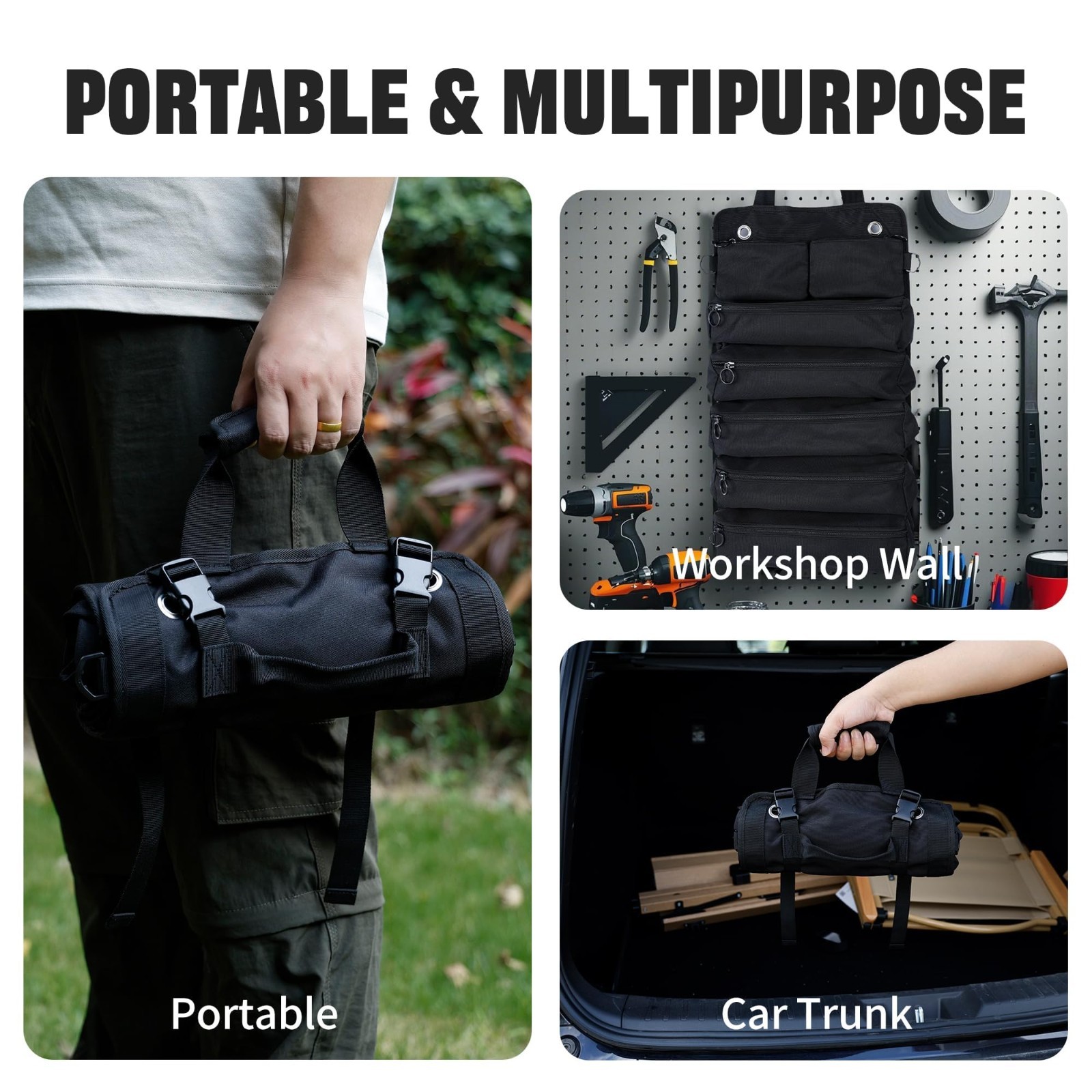 Heavy Duty Portable Foldable Tool Bag – 5 Compartment Waterproof Organizer with