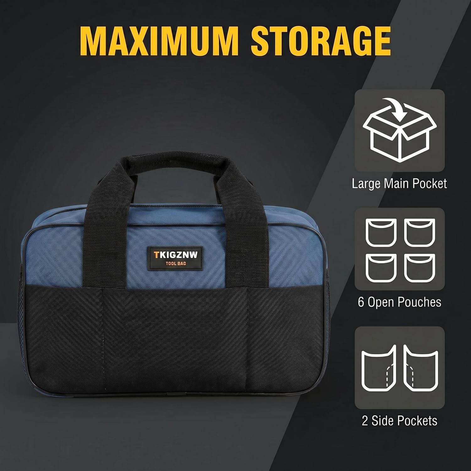 Tool Bag 14-Inch, 9 Pockets Waterproof Portable Toolbag, Small Wide Mouth Tot…
