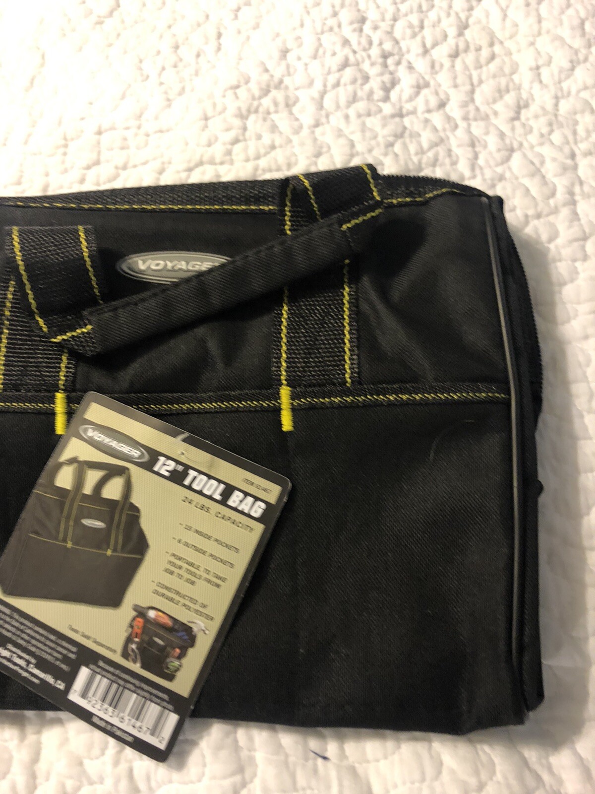 New Black Voyager 12″ Tote Tool Bag 24lbs Capacity 18 Pockets Carrying Bag