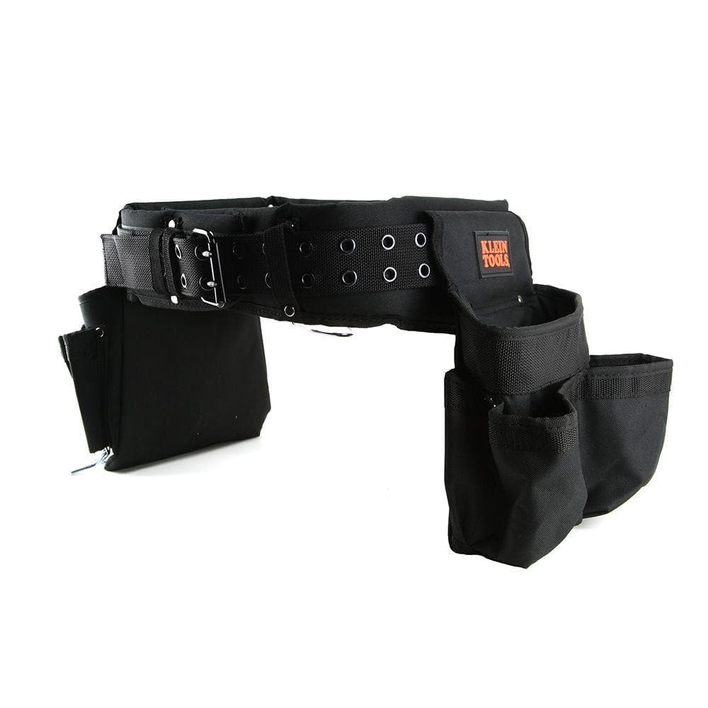 NEW Black Nylon Electricians Tool Belt Contractor Bag Pouch Storage Klein Tools
