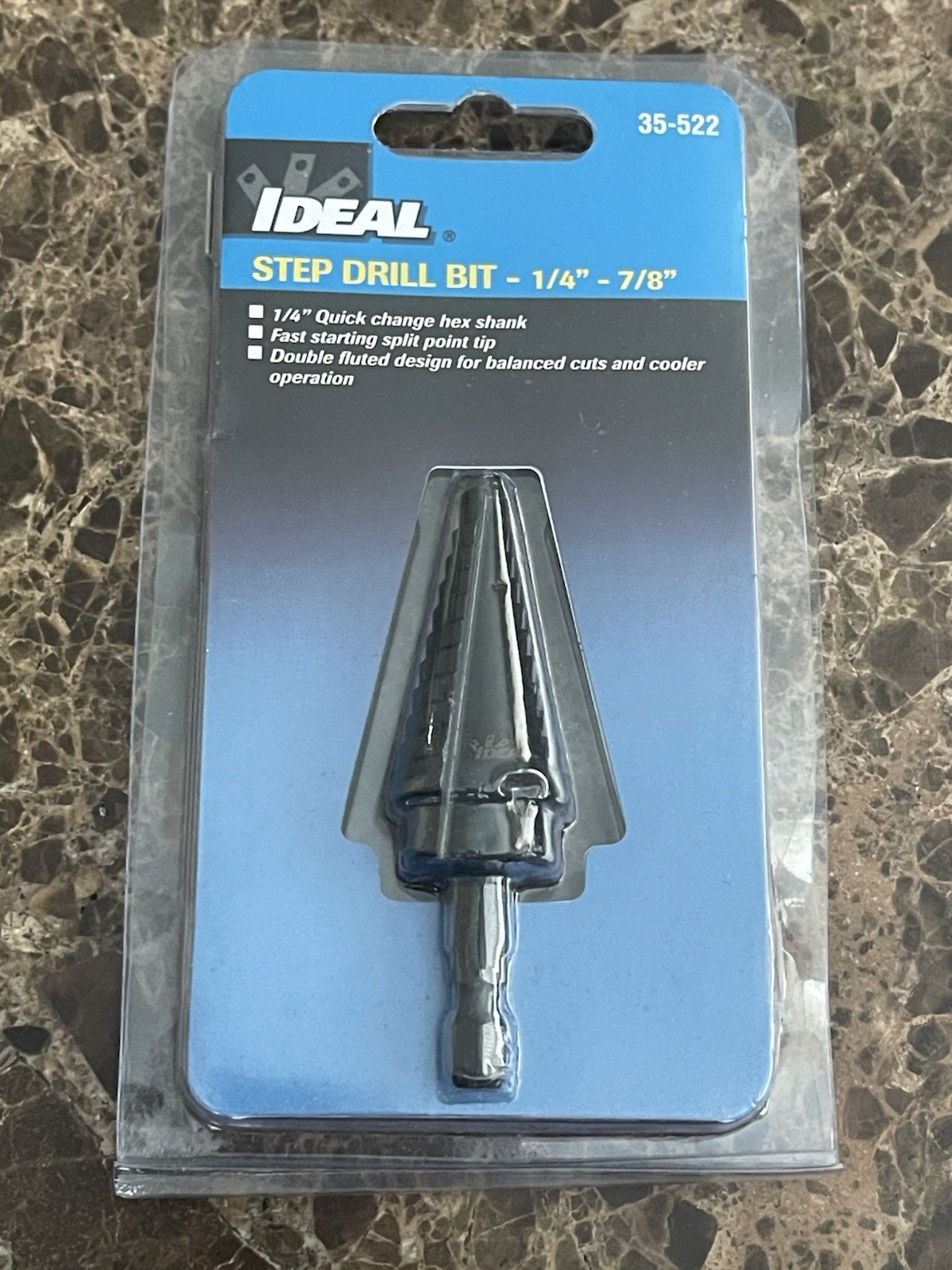 Ideal Unibit 35-522 Quick Change Step Drill Bit, 1/4″ – 7/8″