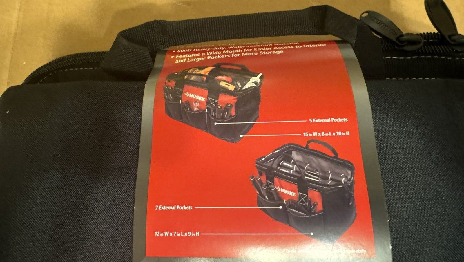Husky 12 In. and 15 In. Tool Bag Combo NEW + 2 Bonus Tool Pouches