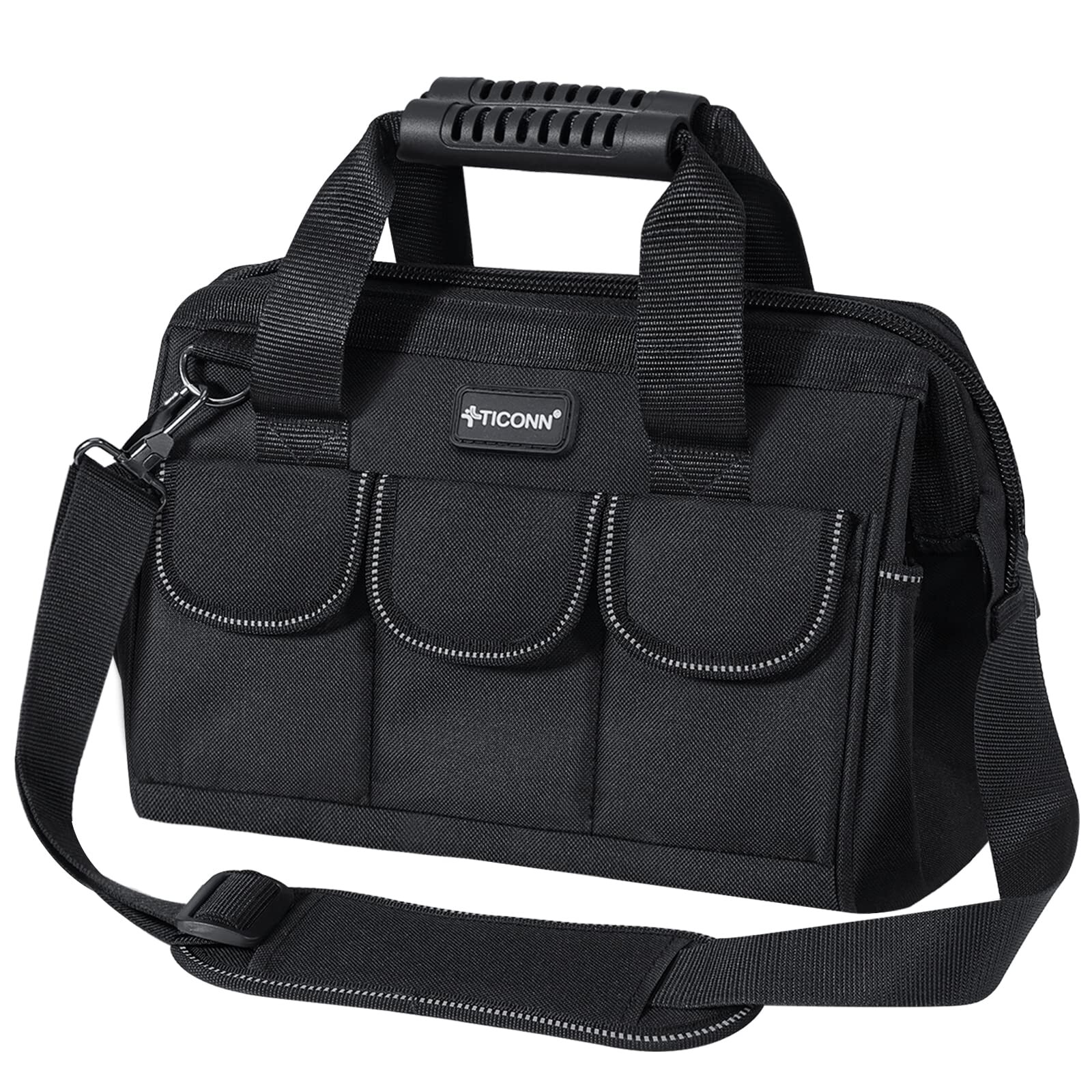12in Tool Bag With Waterproof Soft Bottom Multipockets Wide Mouth Tool Tote With