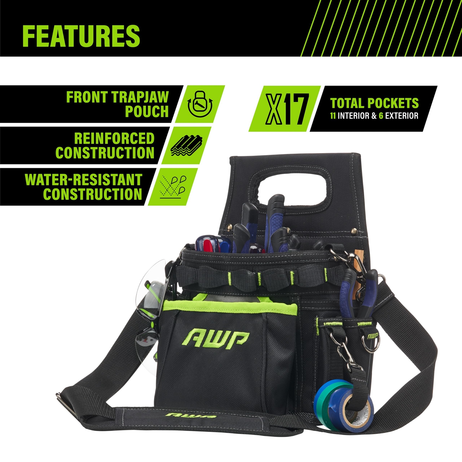 TrapJaw 3-in-1 Electrician Tool Pouch with Spring-Loaded Technology, Designed…