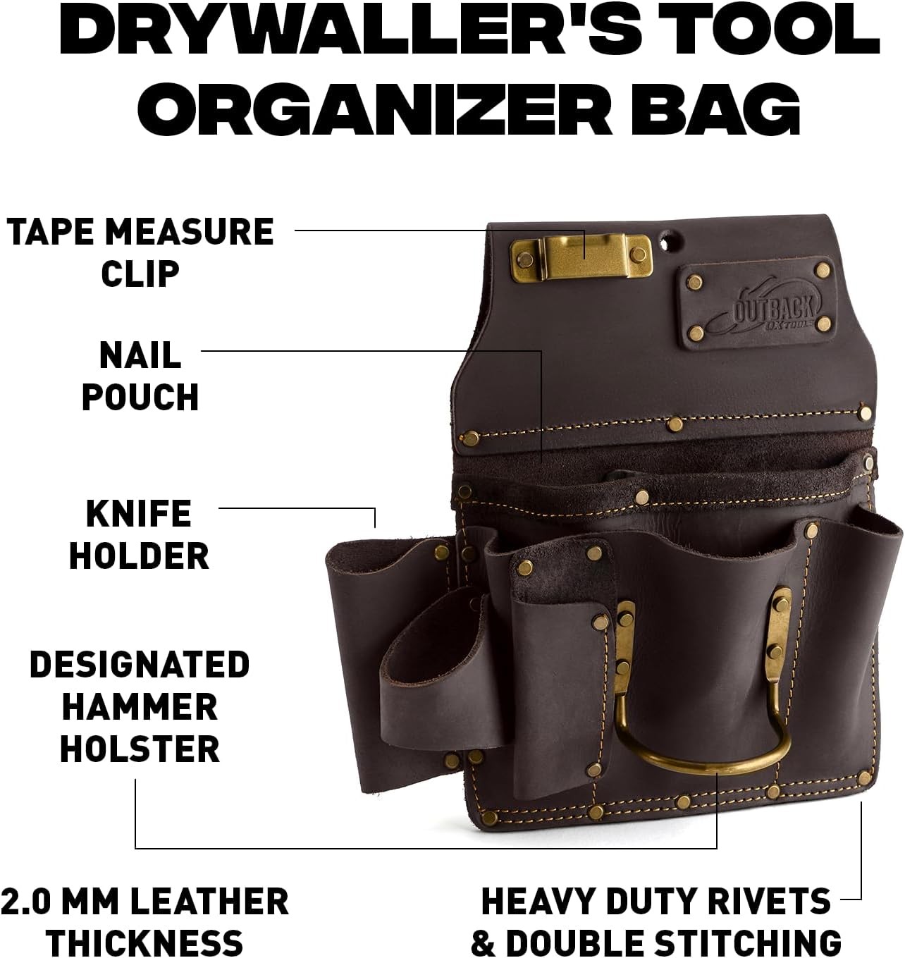 Ox Pro Leather Tool Pouches Rivet Reinforced Double Stitching