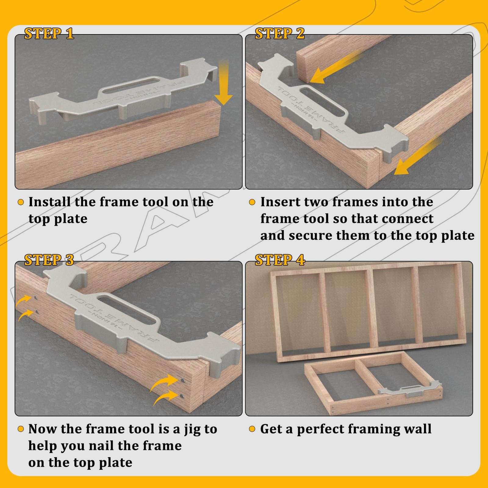 Framing Tools,16 Inch On-Center Stud Layout Tool,100% Cast 1 Pack, Grey