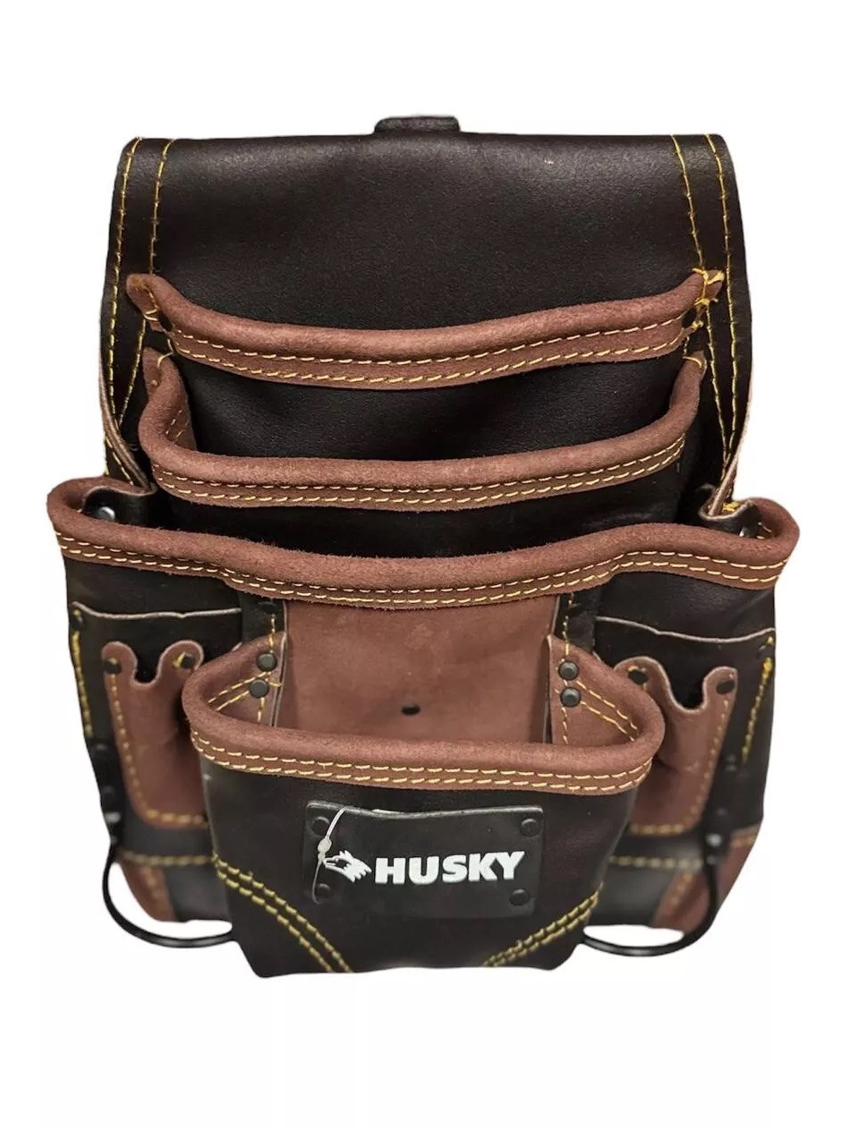 10 PKT Oil Tan Construction Leather Tool Pouch Bag Belt