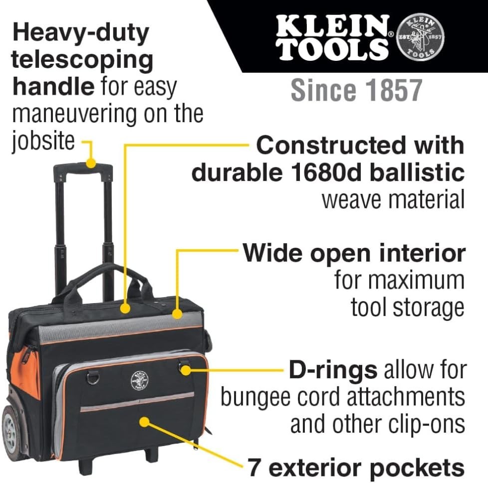 Rugged Tool Bag with 6-Inch Wheels and Reinforced Structure for Easy Transport