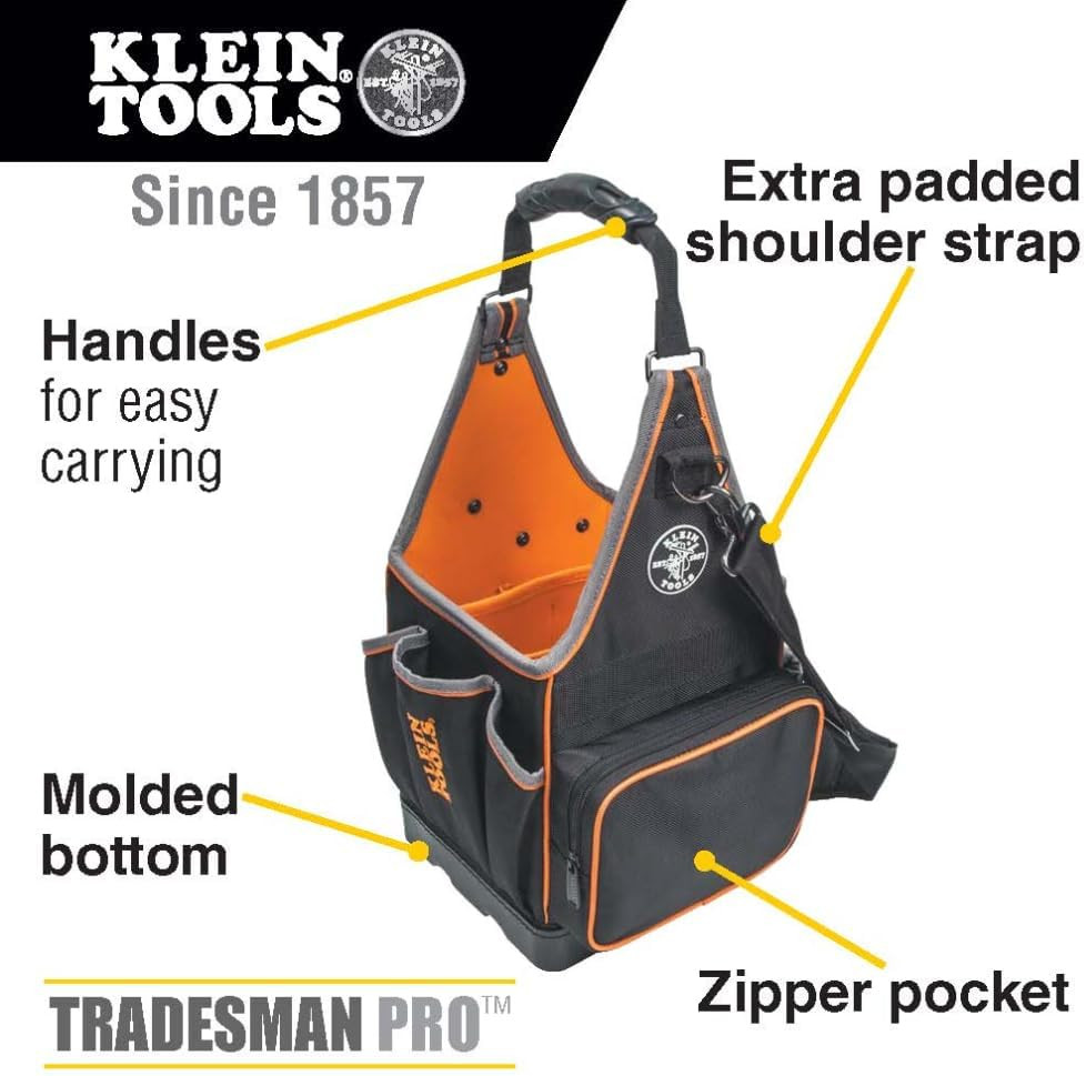 554158-14 Tool Bag, Tradesman Pro Tote with 20 Pockets Made of 1680D Ballistic W