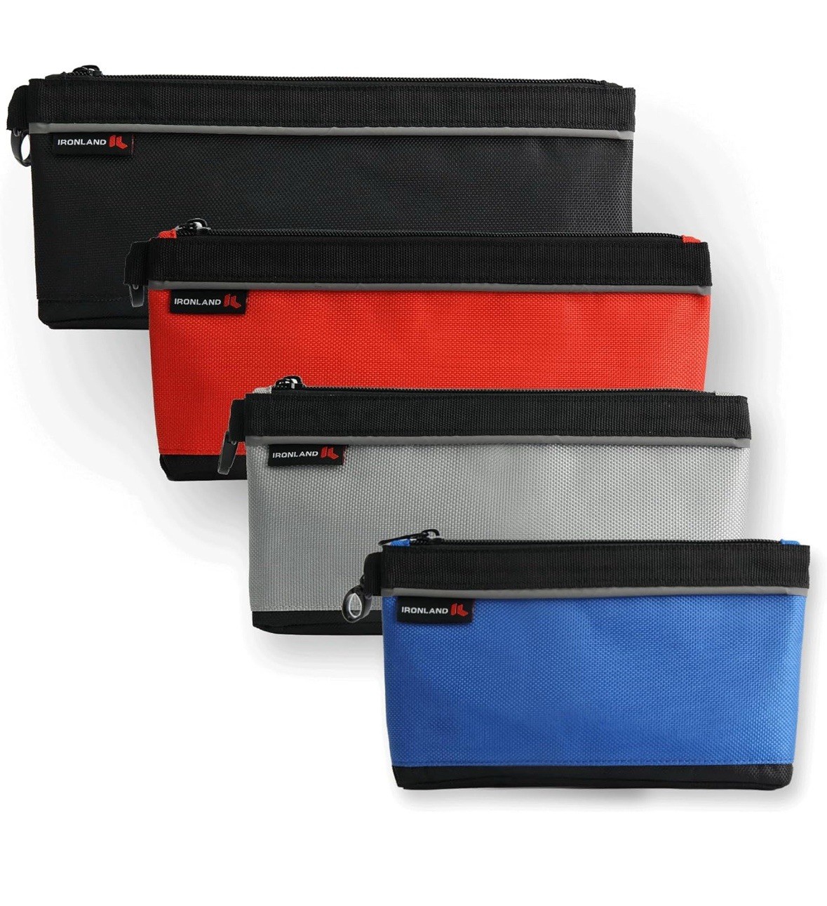Small Tool Pouches with Zipper Premium Small 4 Pack Combo Black,Red,Grey,Blue
