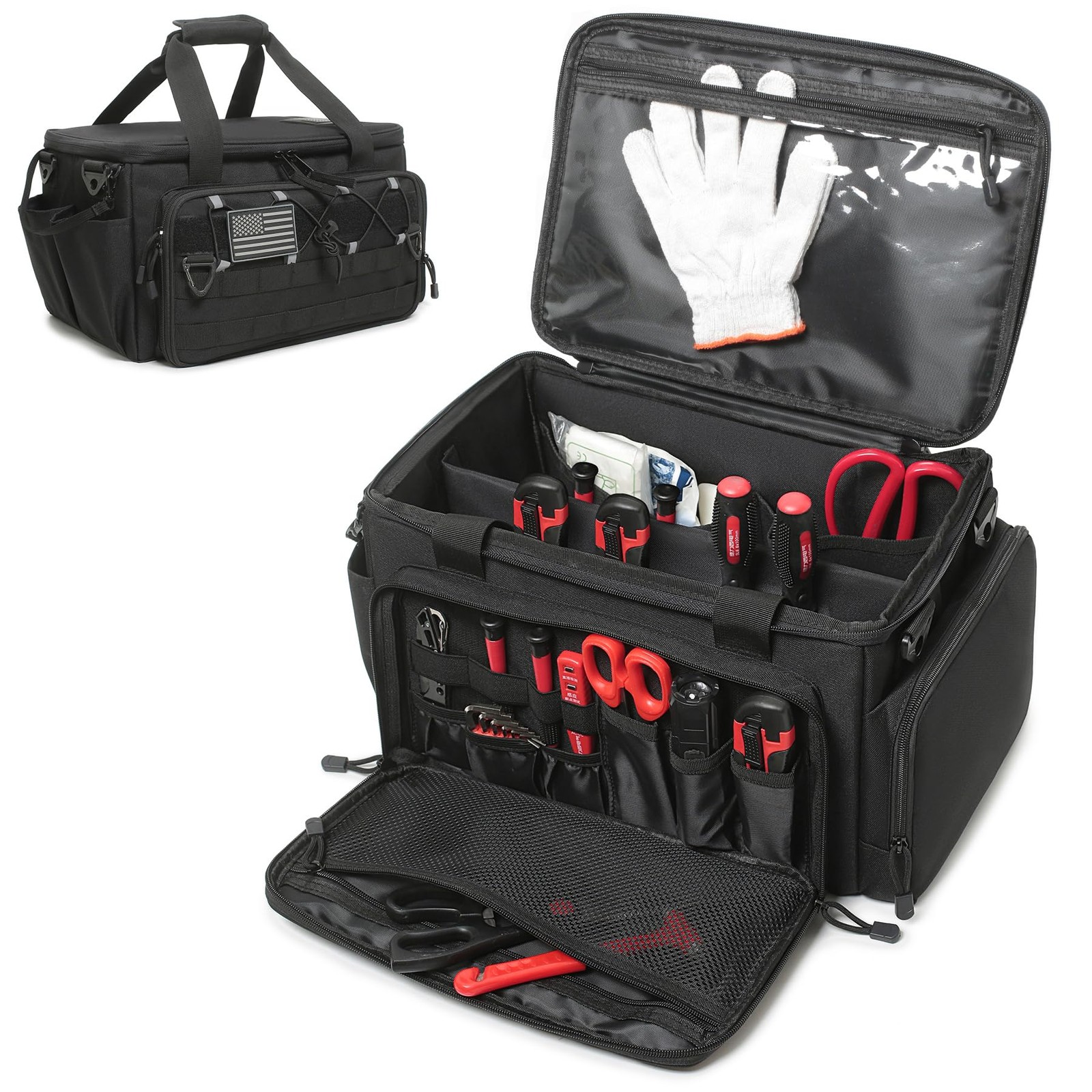 15 Inch Tool Bag with Shoulder Strap Multi Purpose Organizer Work Tote Black