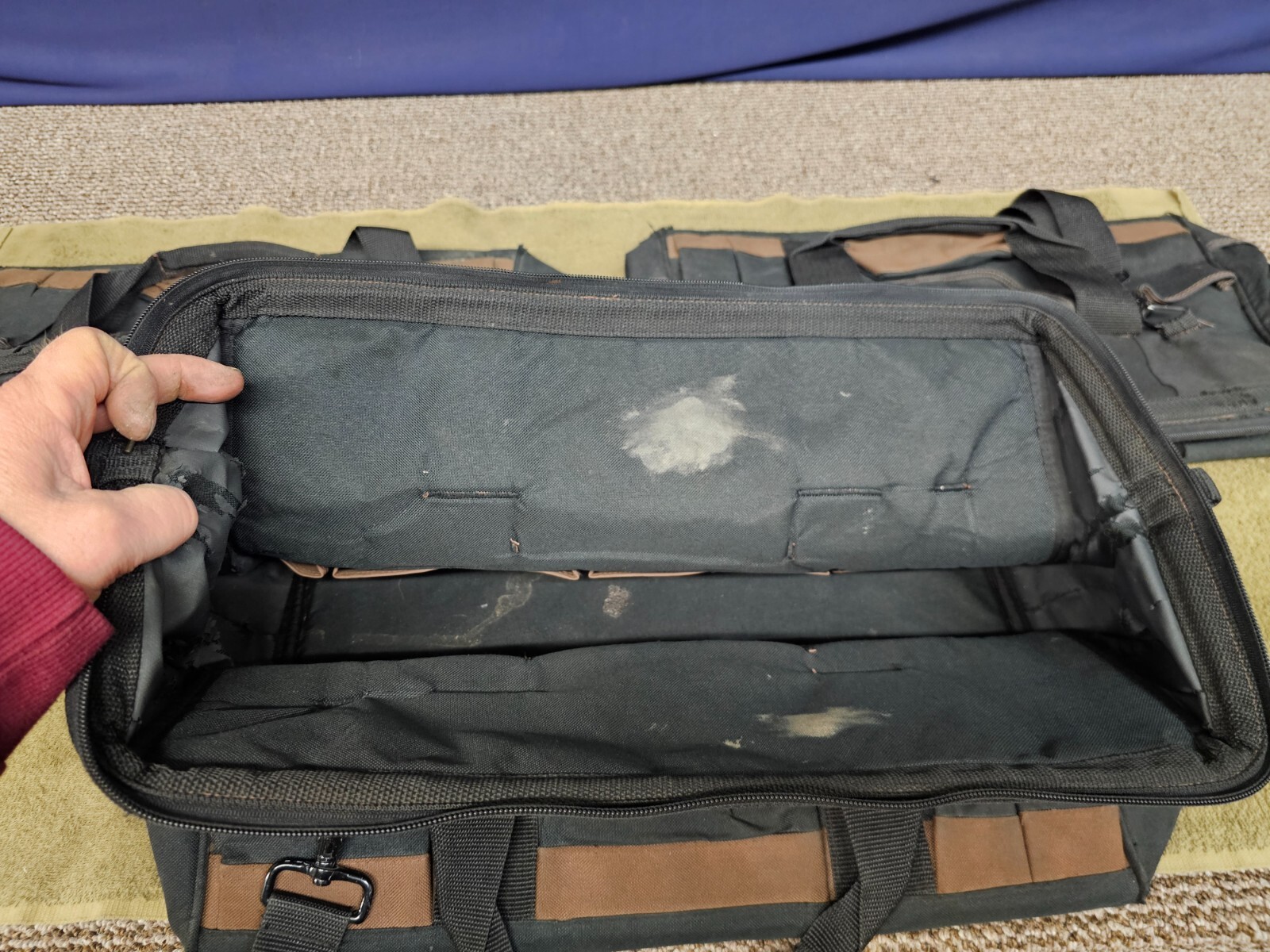 3 Paramount Military Mechanics Canvas Tool Bags Large Zipper Bag Black
