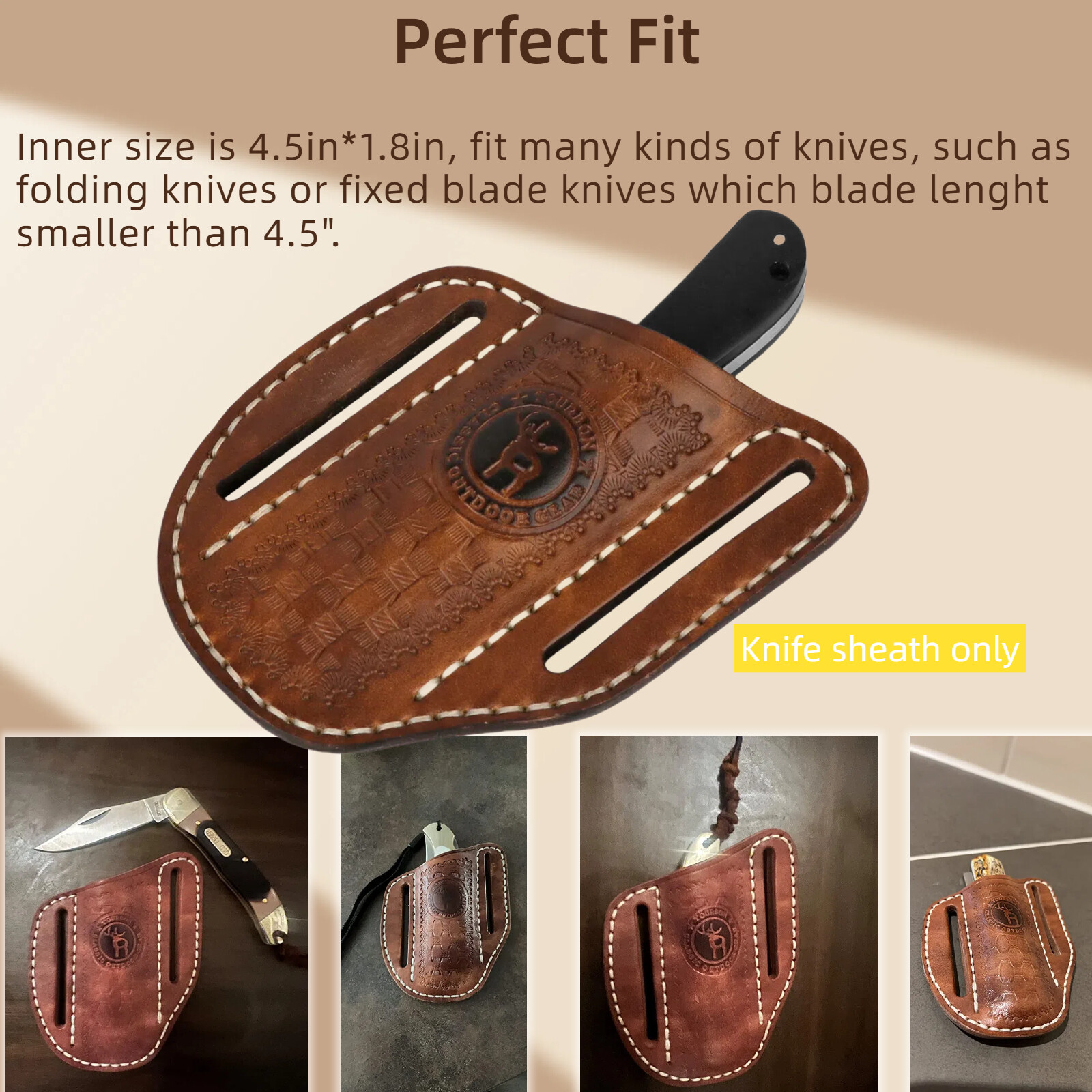Leather Knife Sheath Belt Carry Pouch EDC Folding Pliers Tools Pocket