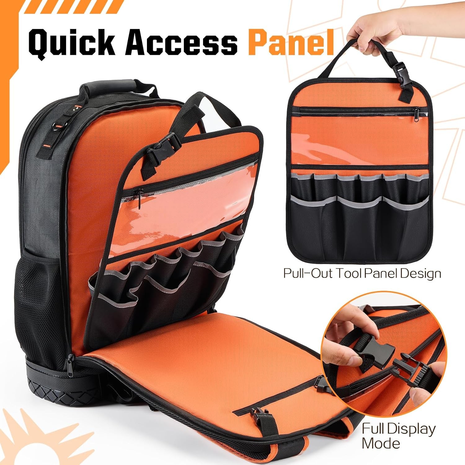 Heavy Duty Tool Backpack with Molded Base – Durable 1680D Carrier for Electricia