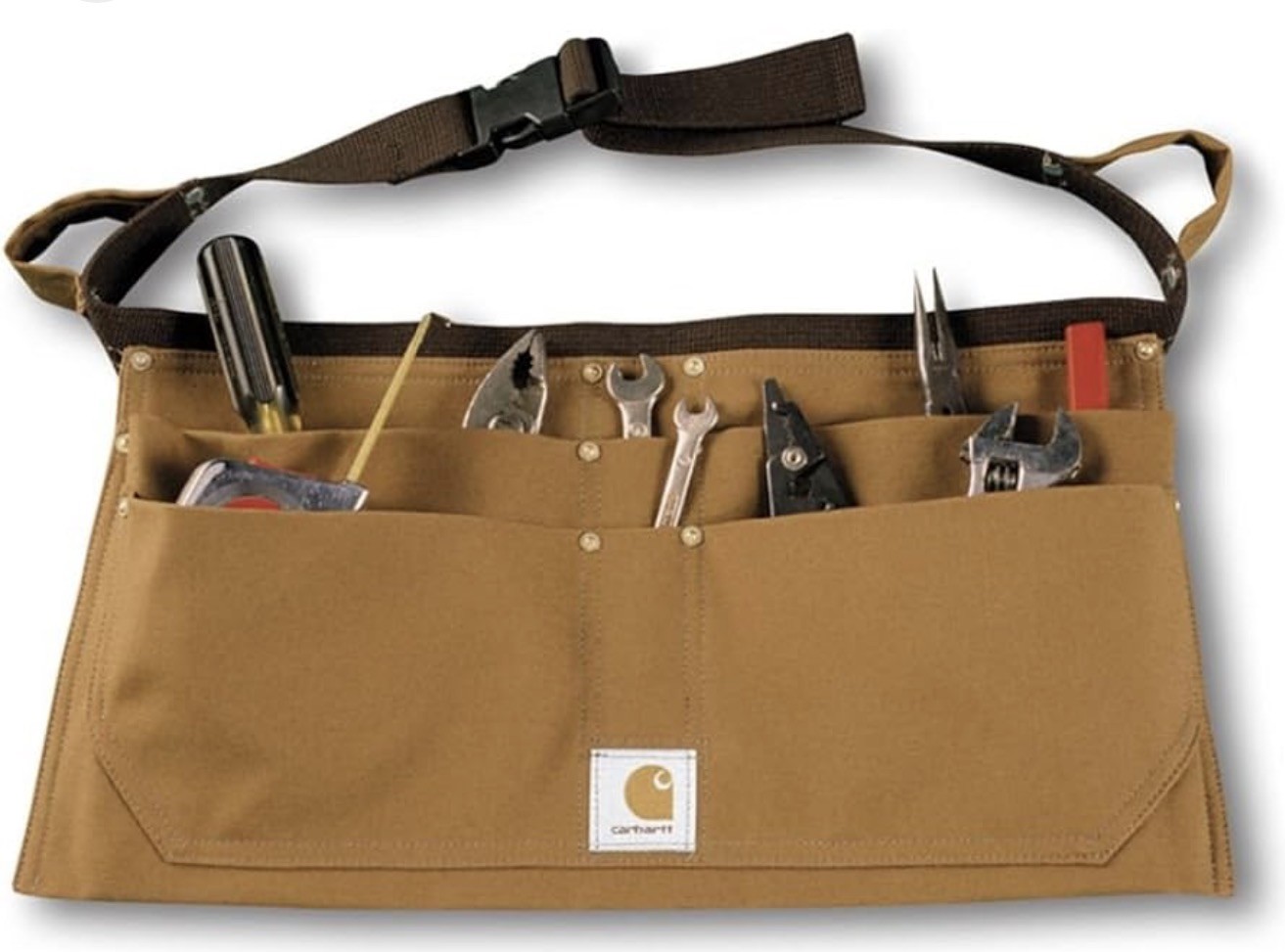 NWT Carhartt Half Apron L-XL Brown Firm Duck Half Tool Belt Pouch Brown in pkg