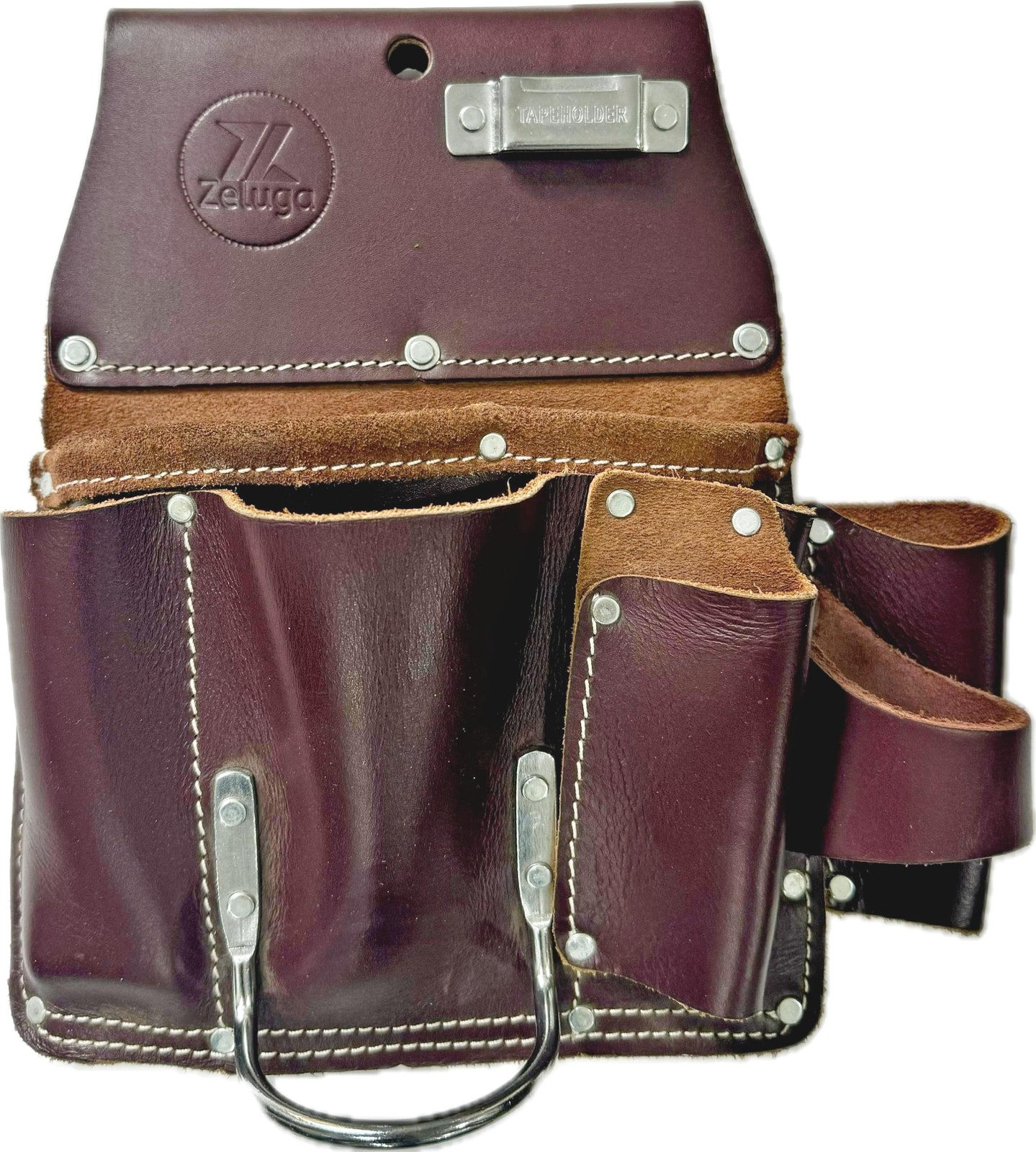 20-383 11 Pocket Pro Leather for Left Hand Drywall Pouch Cherry