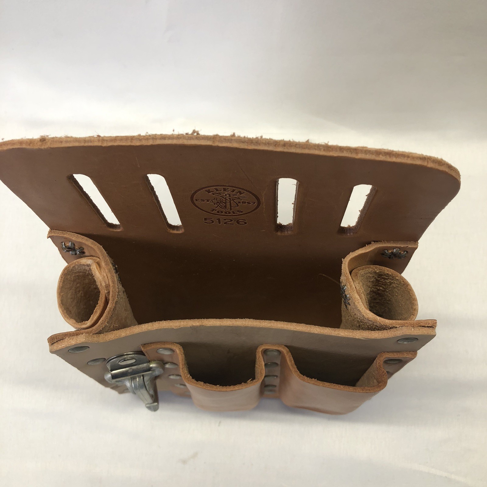 Klein Tools 5126 5 Pocket Durable Tradesman Tan Leather Tool Pouch with Clip USA