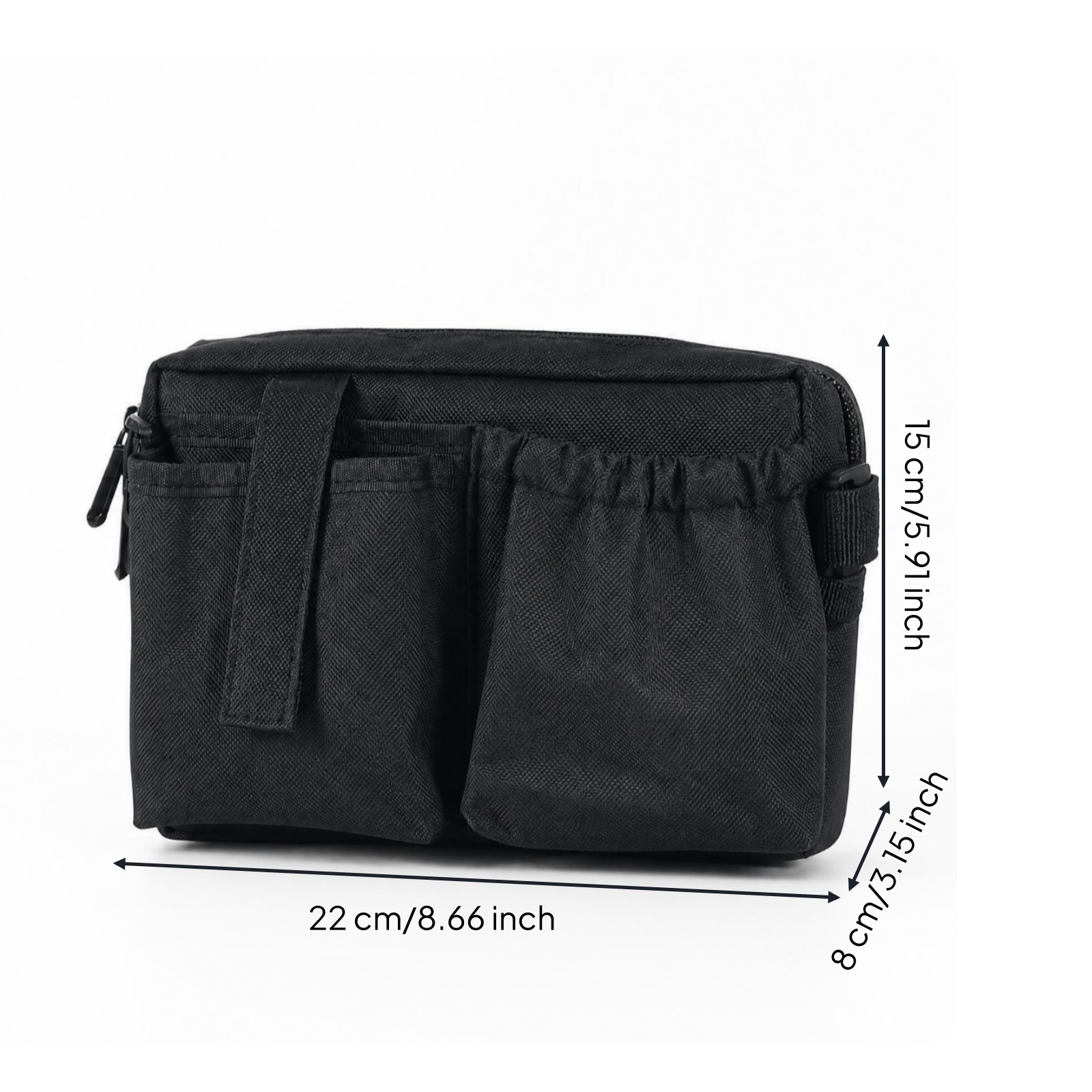 Zippered Tool Waist Bag 600D Oxford Cloth Waist Tool Bag Adjustable Strap