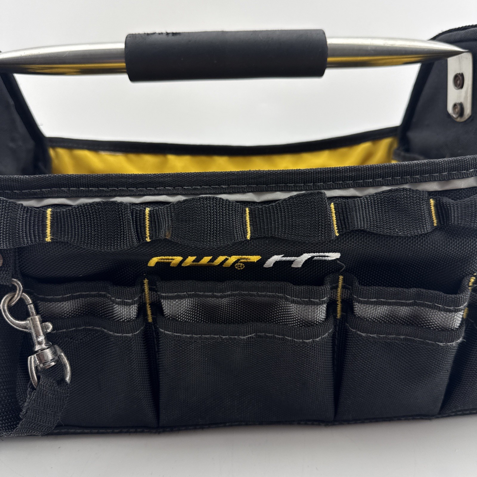 AWP HP Black Electrician Carpenter Work Tool Bag Cushioned Handle Wide Strap