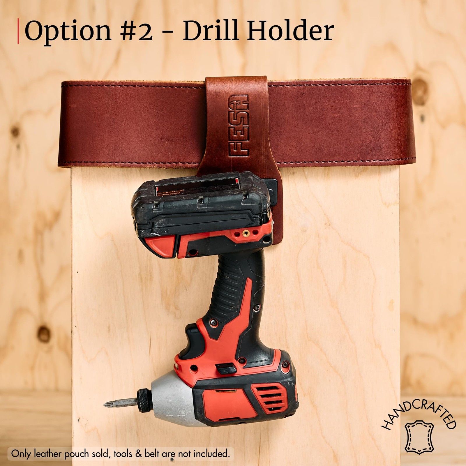 Leather Tape Measure Holder or Drill Holder for Tool Belt – Full Grain w/Stee…