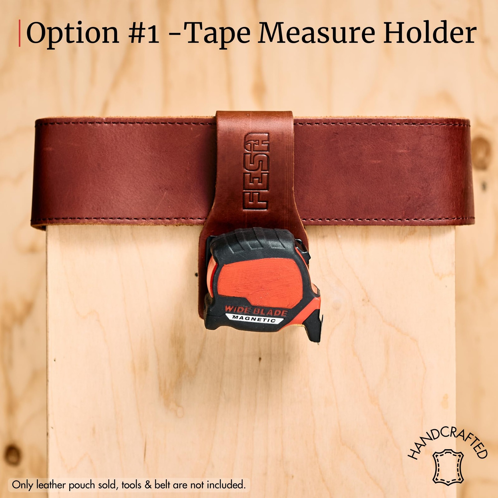 Leather Tape Measure Holder or Drill Holder for Tool Belt – Full Grain w/Stee…