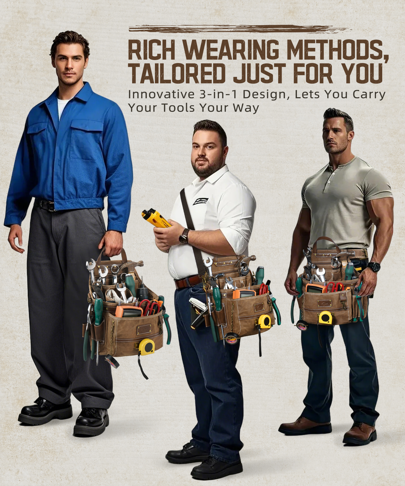 11-Pocket Heavy Duty Tool Belt Pouch Tool Belt For Men Electrician Carpenter