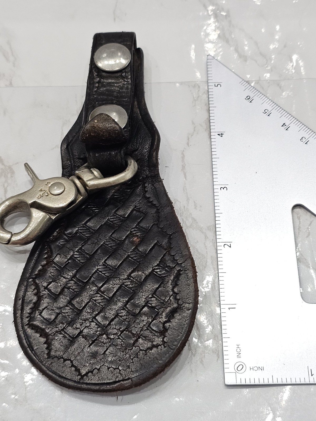 Vintage Tool Holster Leather Metal Hook Button For Belt Holster Pattern Key Ring