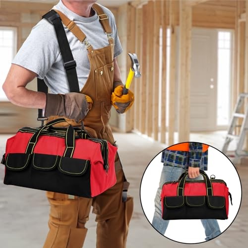 16″ Wide Mouth Tool Bag – Collapsible Tool Tote with Waterproof Coating