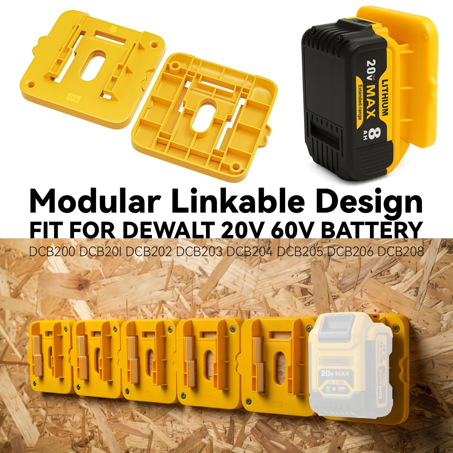10 Pack Power Tool Holder Wall Mount – 5 Drill Holders + 5 Battery Holders fo…
