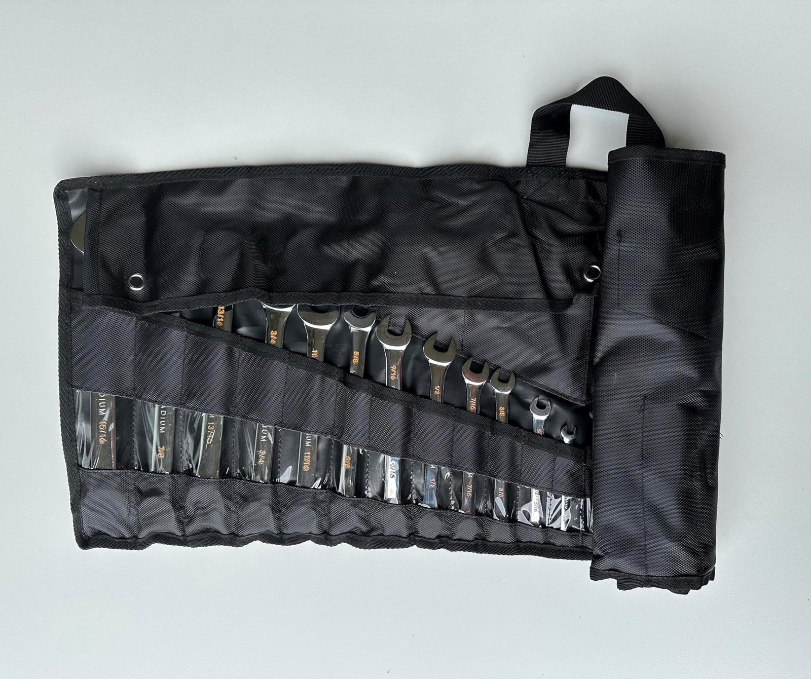 Wrench Roll Up Pouch – Wrench Organizer & Tool Holder, One Side for 12 SAE and A