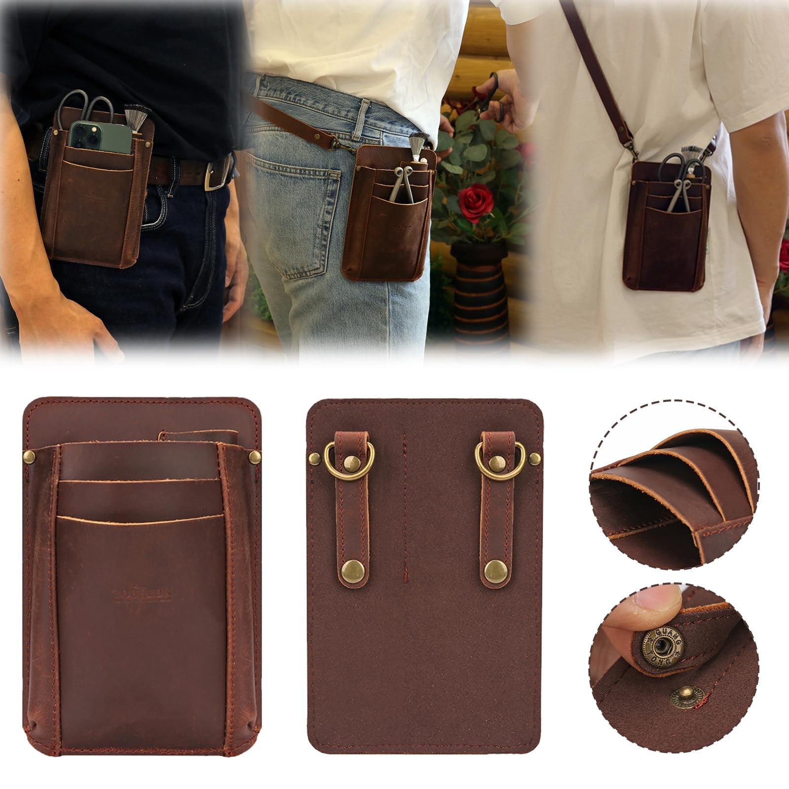 Tourbon Leather Florist Tool Waist Pouch Belt Garden Shoulder Crossbody Tools…