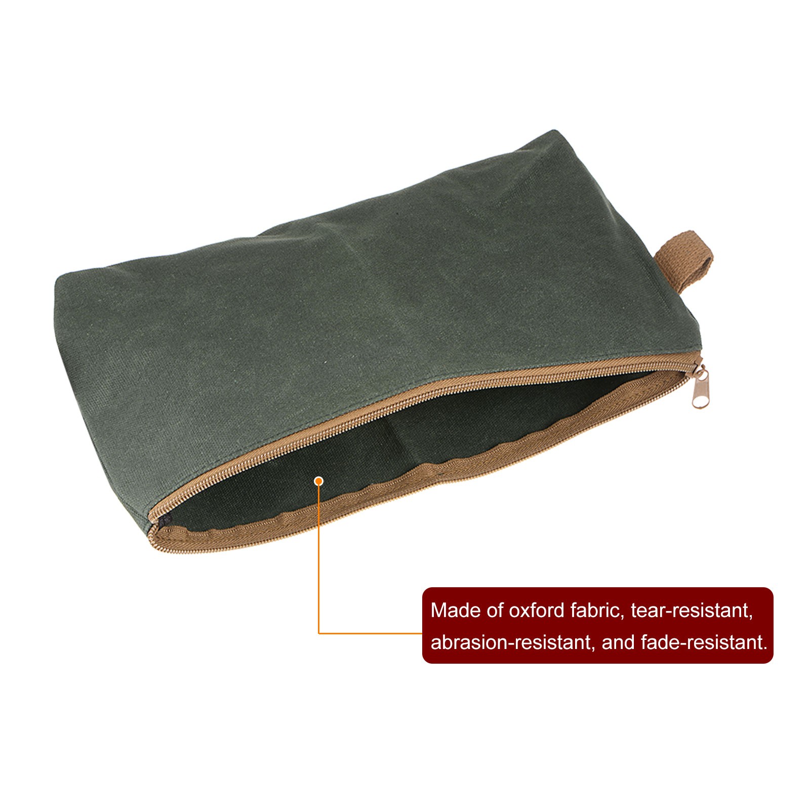 Tool Pouch Bag 31cm x 6cm x 17cm Oxford Organizer with Zipper Green