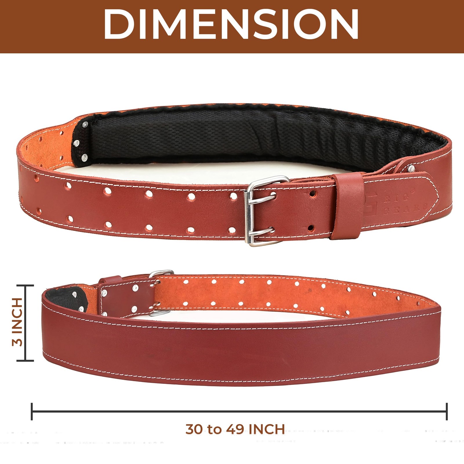 Leather tool belt for men grain leather work belts | 3 inch carpenter constar…
