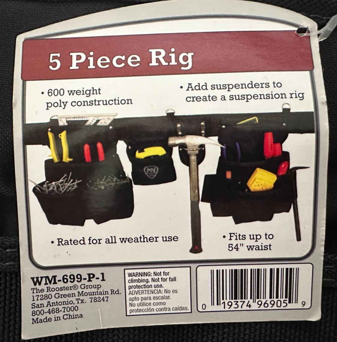 McGuire-Nicholas 5 Piece Toolbelt Rig Tool Belt Fits Up 54″ Waist NEW!