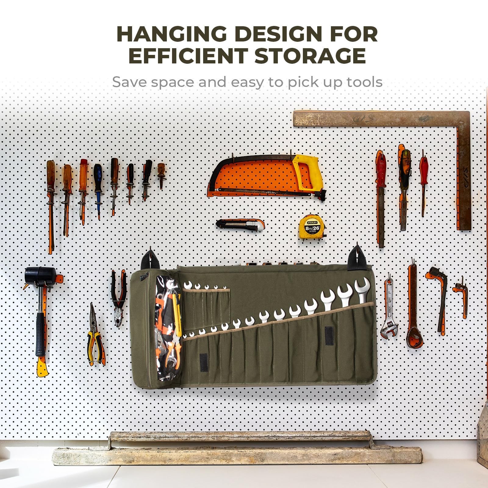 Wrench Roll Up Pouch, 19+1 Pockets Utility Roll, Portable Tool Organization R…