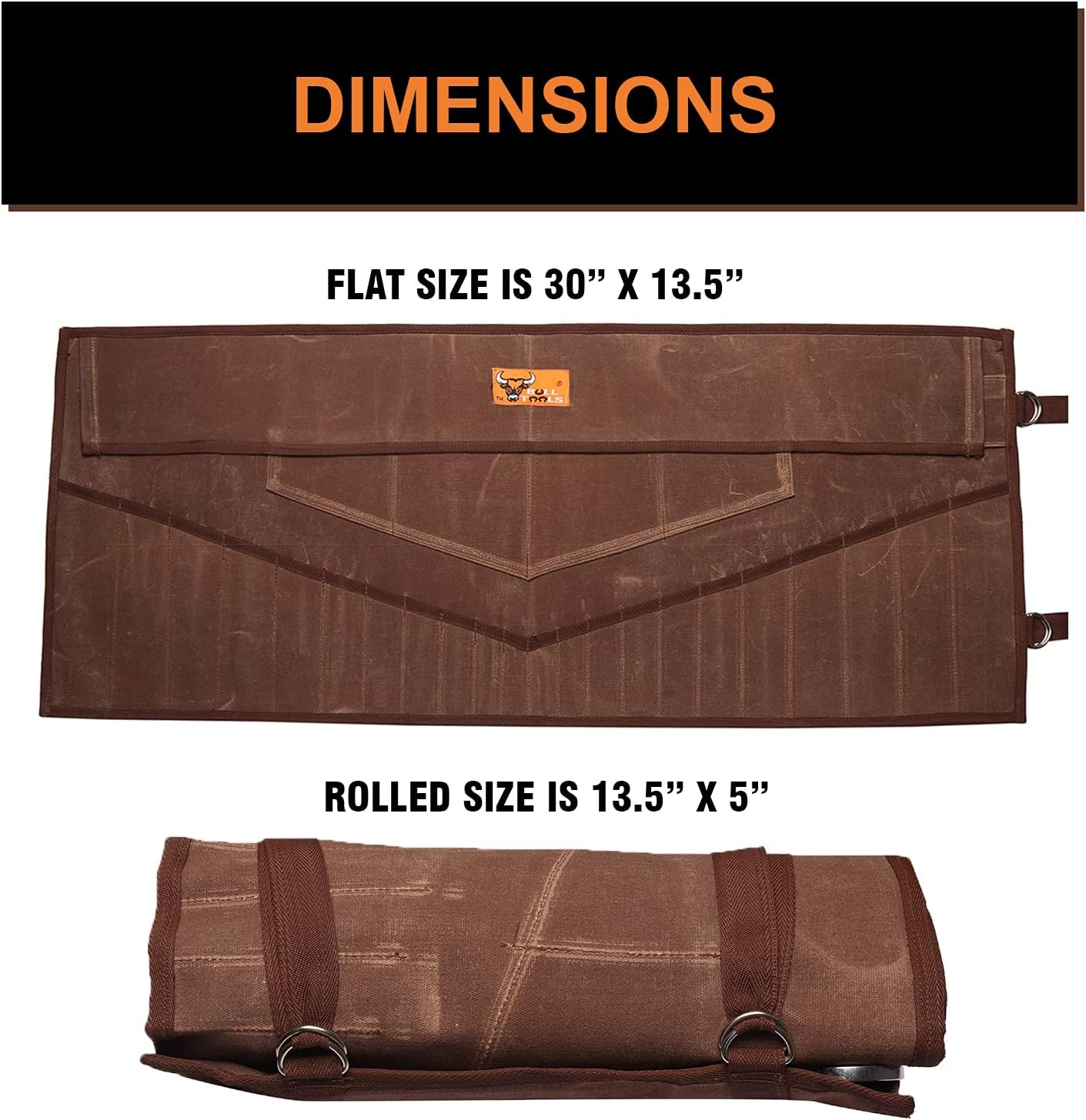 26 Pocket Wrench Organizer Roll-Up Bag Handcrafted Waxed Canvas Tool Pouch Heavy