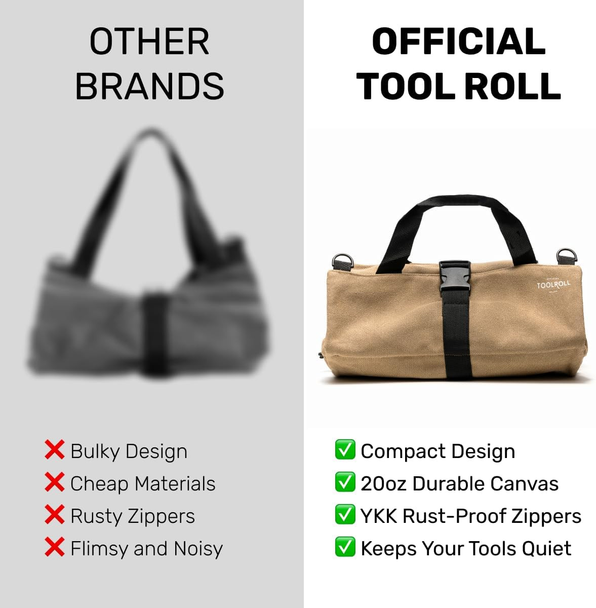 Official Voyager Tool Roll Bag – Easy to Carry 5-Pocket Roll up Tool Bag – Durab