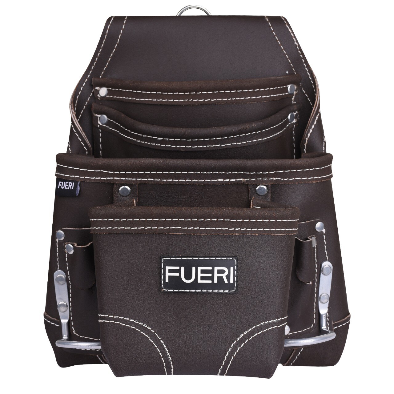Oil Tanned Leather Tool Pouch for Carpenters 10 pockets Electricians Belt bag