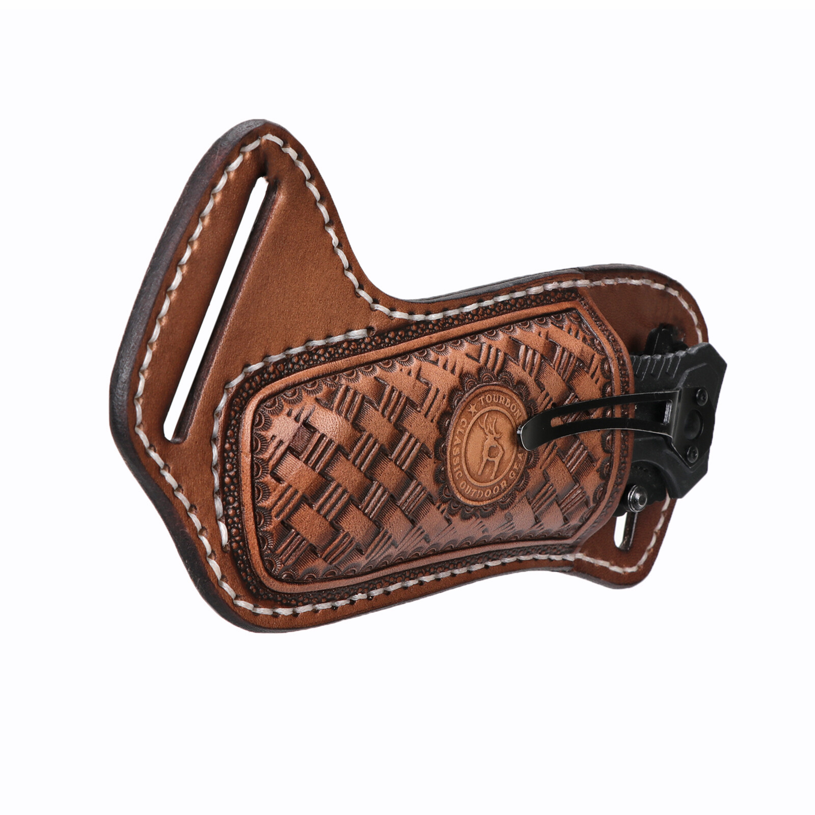 TOURBON Leather Folding Knife Sheath Belt Carry Pouch Tool Pocket Knives Holster
