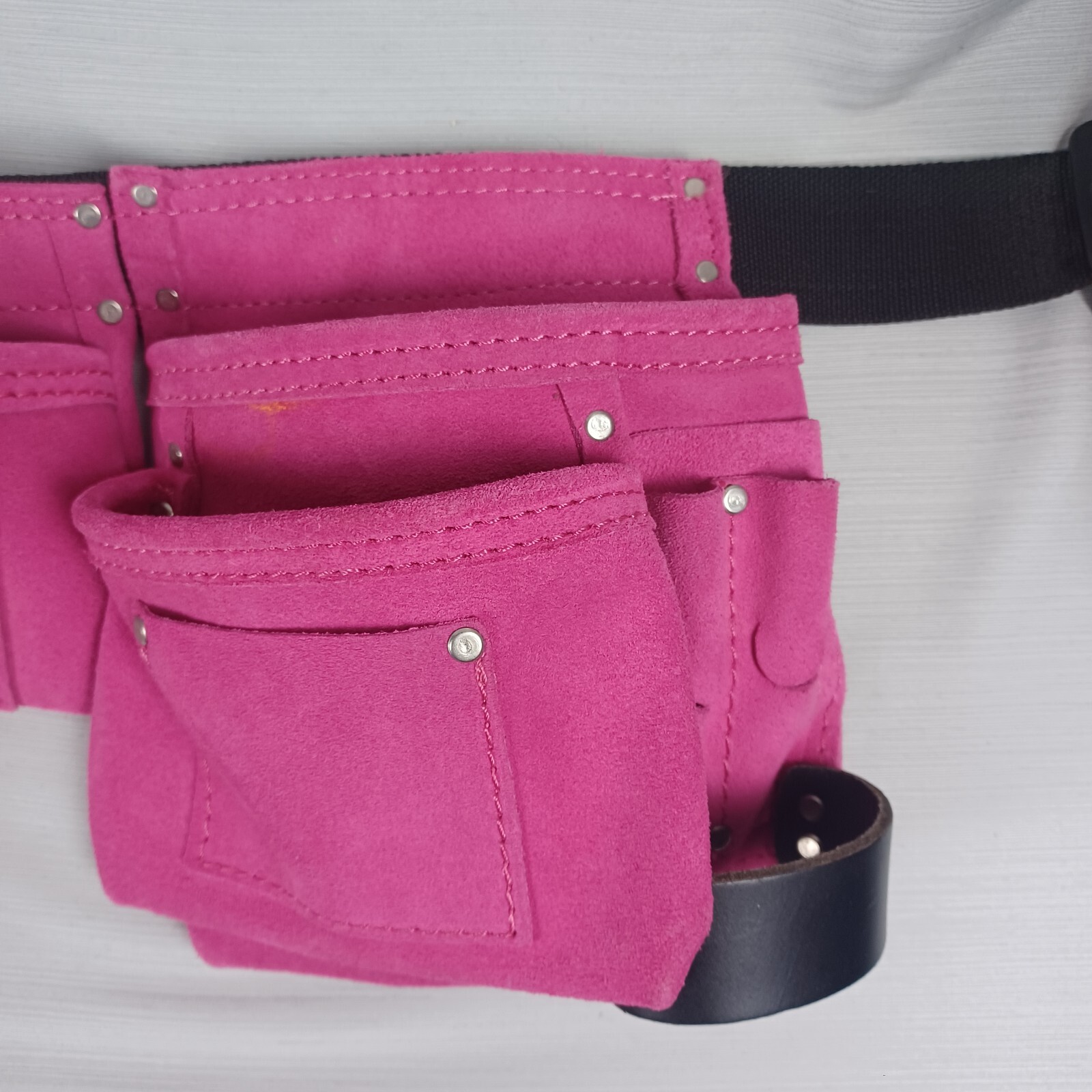 Graintex Pink Suede Leather Tool Belt Pouch 14 Pocket Womens